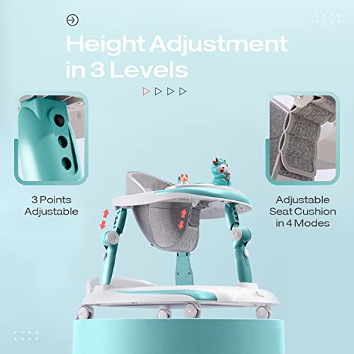 R for Rabbit Little Feet Plus Baby Walker Cum Rocker 3 Level Height Adjustment and 4 Level Seat Adjustment for Baby 6-18 Months with Recreational Toy bar (Green)