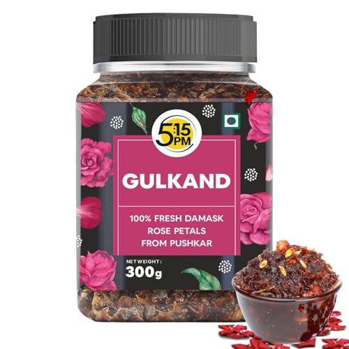 5:15PM Gulkand 300gm | Premium Rose Petal Jam | Sun Cooked Damask Rose Gulkand| 100% Natural & Pure |Fresh Rose Petals Jam -300g