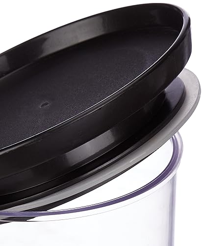 Amazon Brand - Solimo Plastic Storage Jar and Container Set I Air Tight & BPA Free Containers for Kitchen Storage Set I Grocery Kitchen Container Set I Multipurpose Jar, 500 Ml Each, Set 4, Black