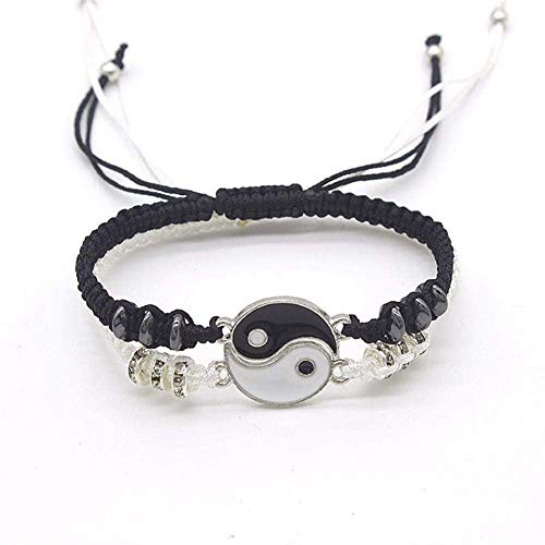 El Regalo "Ying Yang Handmade Macramé Unisex Bracelets Set | Adjustable Bracelet for Best Friends/Couple - Set of 2 (These are NOT Magnetic)