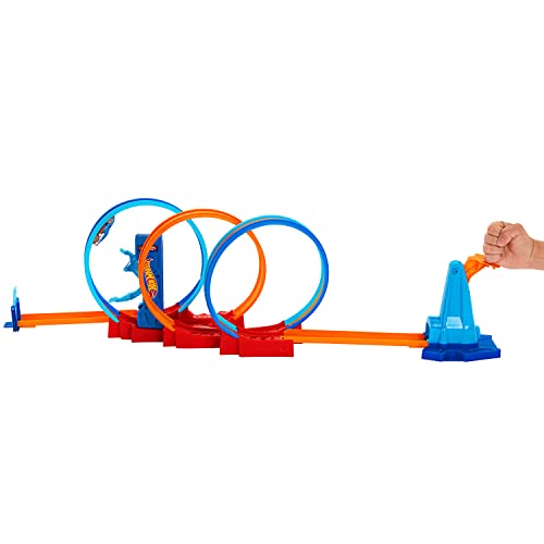 Hot Wheels® Track Set, Ultra Hots™ Loop Madness™ with 3 Loops and 1 Hot Wheels® Car in 1:64 Scale, Connects to Other Sets, Collapses for Easy Toy Storage