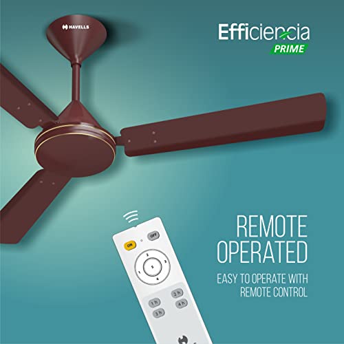 Havells 1200 mm Efficiencia Prime High Speed, BLDC Motor, Energy Efficient with Remote Control Ceiling Fan (Brown)