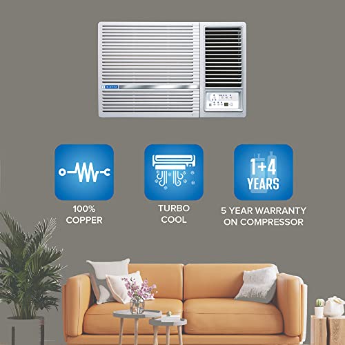 Blue Star 1.5 Ton 3 Star Fixed Speed Window AC (Copper, Turbo Cool, Humidity Control, Hydrophilic Blue Fins, Dust Filters, Self-Diagnosis, 2023 Model, WFA318LN, White)