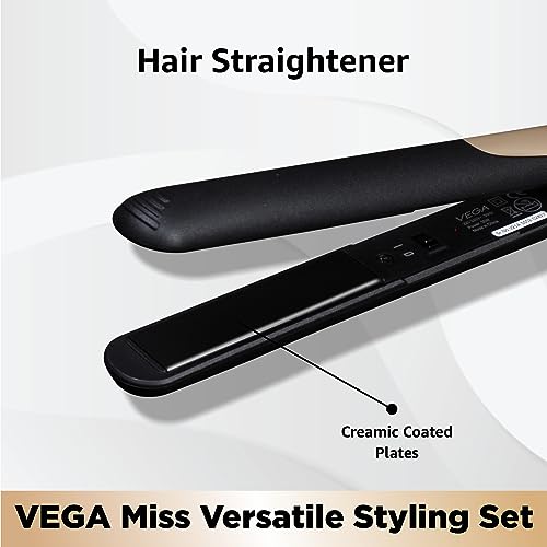 VEGA Miss Versatile Styling Set Straightener, Curler & Dryer Gift Combo (VHSS-03)Black