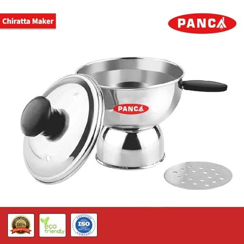 Panca Chiratta Puttu Maker with Handle Use with Pressure Cooker Puttu Kutti Puttu Steamer Silver, Make in India