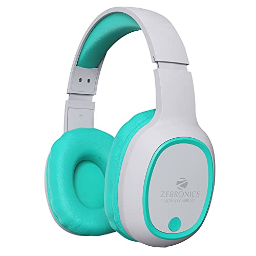 ZEBRONICS Thunder 60 hrs Playback time Bluetooth Wireless Headphone with FM, mSD, Playback with Mic (Sea Green)