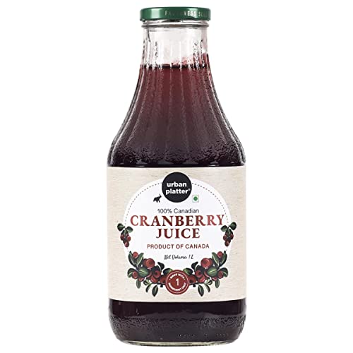 Urban Platter Canadian Cranberry Juice, 1 Litre (Unsweetened, No Added Sugar, 100% Natural Cranberry Juice, Good for UTI Health, Perfect for Cocktails and Mocktails)