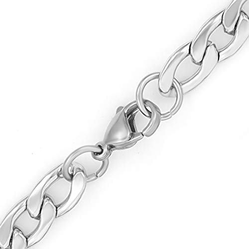 Nakabh 8 inch Stylish Chain Style Stainless Steel Bracelet for Men Boys Unisex (Silver)