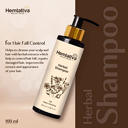 Hemtattva Herbal Shampoo | Control Hair Fall | Repairs Damaged Hair, Suitable For Men & Women (100 ml)