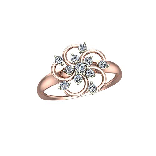 DISHIS 14k (585) Rose Gold Zircon Ring for Women Size 18