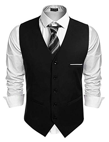 OORA Men's Waist Coat/Jacket Slim Casual Blazer (Tuxedo_Black Suiting_38)