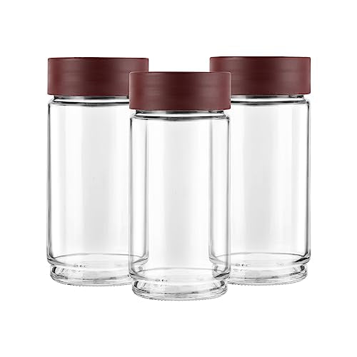 CELLO Modustack Glassy Storage Jar, 1000ml (Set of 3), Maroon