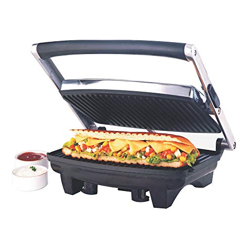 Borosil Jumbo Grill 1000 Watt Sandwich Maker, 2 Slice Automatic Grill Sandwich Maker ,Non-stick Grill plates opens 105°, BPA & PTFE Free, automatic temperature control