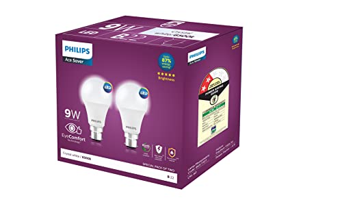 Philips 9-Watts Multipack B22 LED Cool Day White LED Bulb, Pack of 2, (Ace Saver)