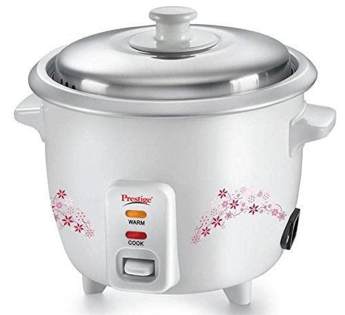 Prestige Delight PRWO 1.5 L Electric Rice Cooker|Detachable power cord|Durable body|Cool touch handles|White| Raw capacity-0.6L|Cooked capacity-1.5 L|Cooks for a family of 4 to 5 members