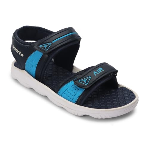 XDOX Soft EVA Sole Stylish Sandals for Kids with Adjustable Back Strap |Comfortable and Light Weight, Anti Skid and Waterproof | For Everyday use for Boys and Girls P-51-KIDS-NAVY-SKY-3