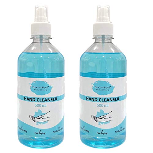 Beautisoul Lemon Hand Cleanser (Sanitizer) Liquid Spray | Contains 72% Alcohol | Non - Sticky and Moisturizing Sanitizer Combo Pack (Pack of 2) (500ml + 500ml)