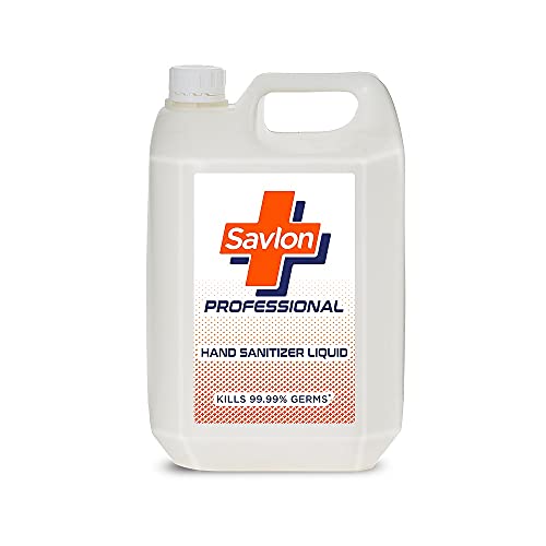 Savlon Professional Hand Sanitizer Liquid Refill Can|66.5% Alcohol based-5 Litre, Natural