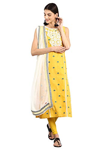 W for Woman Women's Cotton Kurta (18AUW17463-51144_Yellow_L (12))