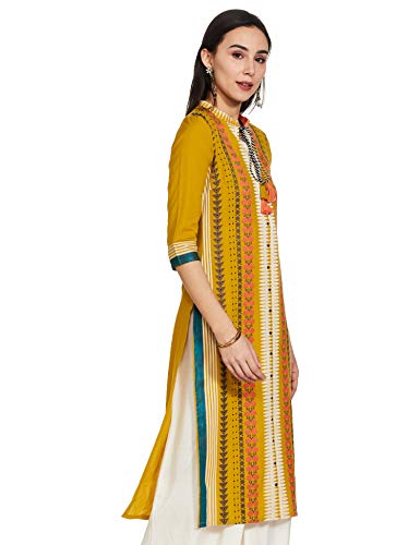 W for Woman Women's Cotton Kurta (18AUW17476-72536_Yellow_M (10))