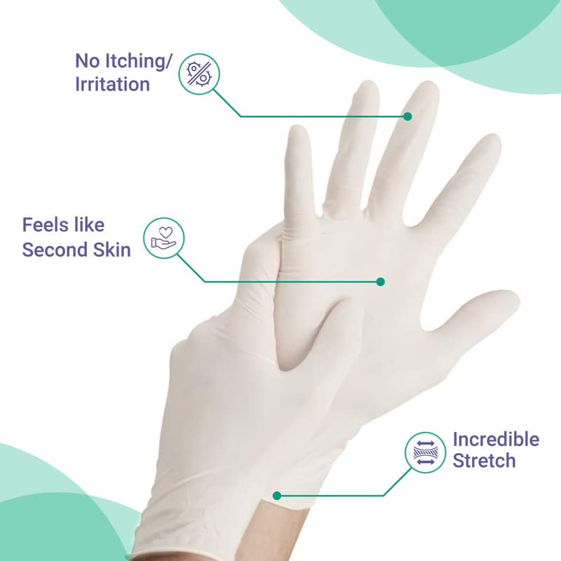 Careview, Latex Medical Examination Hand Gloves, Non Sterile and Less Powdered, Made in Malaysia (Pack of 100)