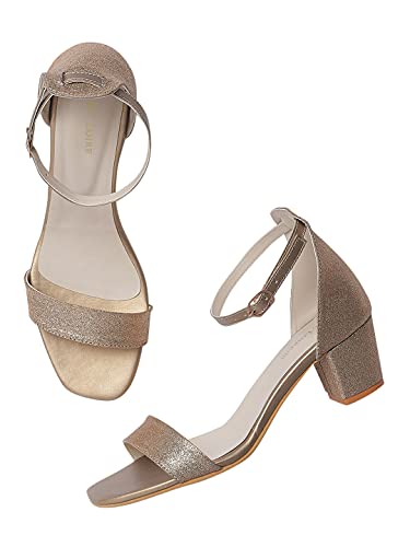 Marc Loire Women's Shimmer Open Toe Comfortable Block Heel Sandals