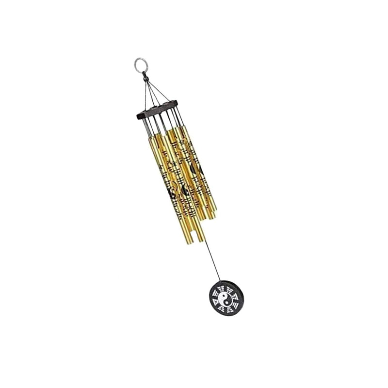 Ripe India Feng Shui Yin Yang Vastu Five Pipe Wind Chime for Balcony Window and Yin Yang Wind Chime Positive Energy 5 Pipe Gold Color 45 cm