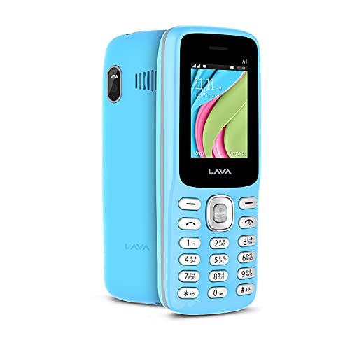 Lava A1 (Candy Blue), Number Talker, Smart AI Battery, 4 Days Battery Backup, Military Grade Certified, Keypad Mobile