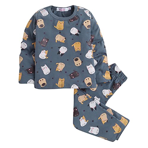 Hopscotch Boys Cotton Sleepwear Sets Grey 5-6 Years (CYM-3133415)