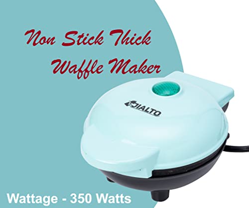 JIALTO Mini Waffle Maker 4 Inch- 350 Watts: Stainless Steel Non-stick Electric Waffle Maker Machine For Individual Belgian Waffles, Pan Cakes, Paninis Or Other Snacks Home Appliances(Aqua Blue)