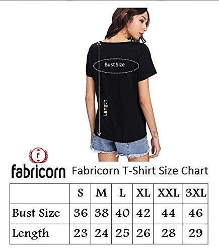 Fabricorn Women's Plain V Neck T-Shirt (Black, XX-Large)