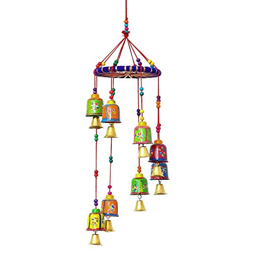 eCraftIndia handicrafted Decorative Wall/Door/Window Hanging Bells Wind Chimes Showpiece for Home Decor, Wall Decor, Pooja Room Temple, Diwali Gift, Corporate Gift
