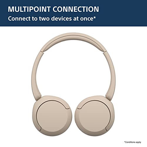 Sony WH-CH520, Wireless On-Ear Bluetooth Headphones with Mic, Upto 50 Hours Playtime, DSEE Upscale, Multipoint Connectivity/Dual Pairing,Voice Assistant App Support for Mobile Phones (Beige)