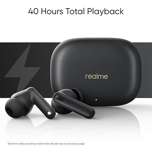 realme Buds T300 Truly Wireless in-Ear Earbuds with 30dB ANC, 360° Spatial Audio Effect, 12.4mm Dynamic Bass Boost Driver with Dolby Atmos Support, Upto 40Hrs Battery and Fast Charging (Stylish Black)