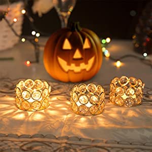 CentraLit Crystal Votives Bowl Candle Holders Tealight Candle Holder for Home Decoration, Diya Diwali Decoration Lights Centerpieces for Wedding Home Party Table Decoration Gold (Gold (Pack of 4))