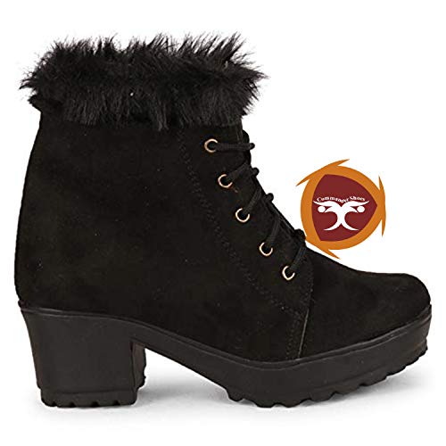 commander shoes Casual Heel Boots for Girls and Women (40, Black, 812)
