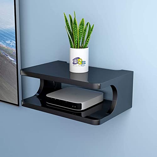 Dream Arts Shoppee Engineered Wood Set Top Box Stand TV Unit Wall Shelf and WiFi Modem Display Rack for Living Room ( Set of 1 ,Black)
