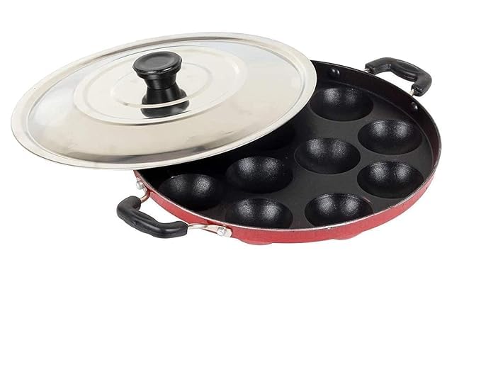 Vipron Appam Maker Non Stick with lid 12 pits, appam pan, appe pan, appam Maker Non Stick with lid, paniyaram pan Non Stick, appe pan Non Stick