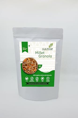 Vr Organics Millet Granola with Apple Raisins Almonds | Gluten - Free | Rich in Fibre | BreakFast Cereal | Fruits & Dry fruits | Natural Ingredients | Evening Snack| Natural Immunity Booster | 190 g