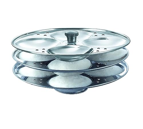 BLLUEX 3 Plates Stainless Steel Heavy Quality Idli Stand | Idli Maker Makes 12 Large Size Idlis |South Indian Breakfast(Model- JA118)