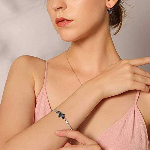 Valentine Gift By Shining Diva Blue Stylish Crystal Silver Plated Platinum Plated Cubic Zirconia Charm Bracelet for Women (vg10958b)