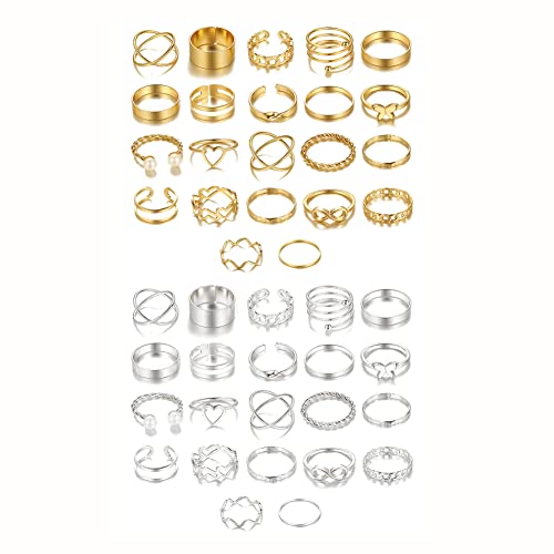 Shining Diva Fashion 44 pcs Combo Gold and Silver Plated Rings for Women and Girls (rrsdcmb300)