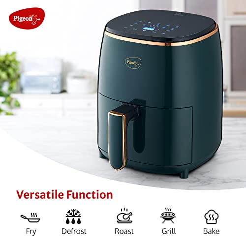 Pigeon Healthifry Digital Air Fryer, 360° High Speed Air Circulation Technology 1200 W with Non-Stick 4.2 L Basket - Green