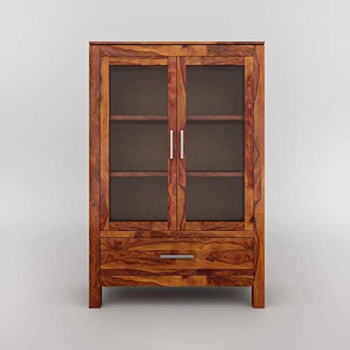 The Attic Hepburn Kitchen Cabinet Multipurpose Cabinet for Bedroom Living Room Study bar|Solid Wood Bookshelf/Kitchen Cabinet|Honey Matte Finish