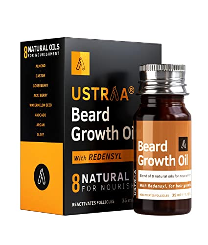 Ustraa Beard Growth Oil - 35ml - More Beard Growth, With Redensyl, 8 Natural Oils including Jojoba Oil, Vitamin E, Nourishment & Strengthening, No Harmful Chemicals