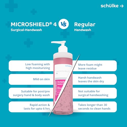 Microshield 4 Surgical Hand wash| Microshield 4 500ml - Handwash & Bodywash - Enriched with emollients & Moisturisers, Passes EN Standards