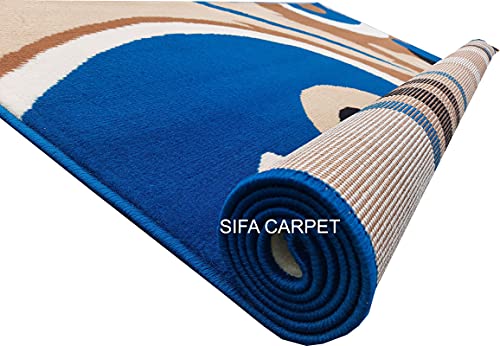 Sifa Carpet Floral Design Acrylic Polyester Carpet For Living Room 5X7 Feet Super Blue(150X200Cm), Large Rectangle