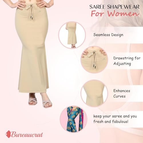 Mehrang Lycra Saree Shapewear Petticoat for Women, Cotton Blended