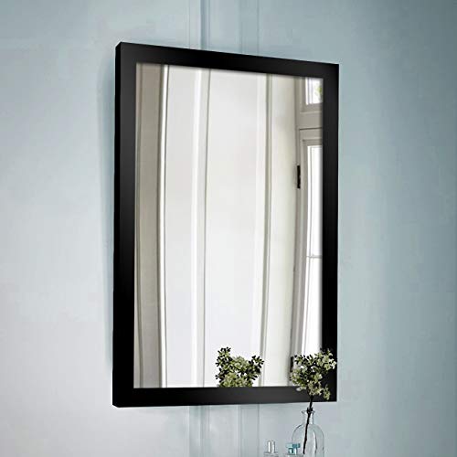 Art Street Decorative Wall Mirror for Bathroom/Vanity .Black Basics Synthetic Wood (Black, 15 X 21 Inches) (Framed, Rectangular)
