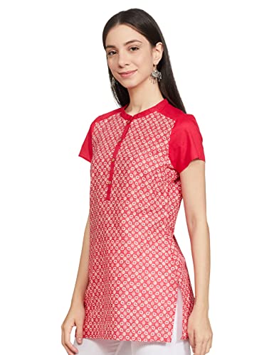 Aurelia Women's Cotton Regular Kurti (20CRA30255-502765_Skipetrol Red_L)